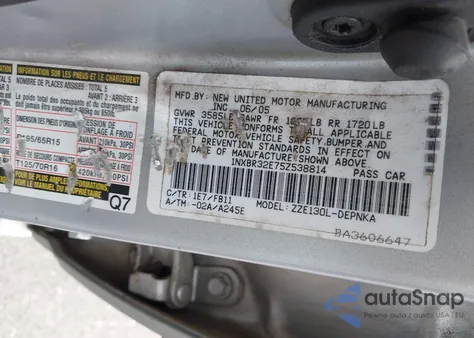 2005 Toyota Corolla Le из США, поврежденный, VIN 1NXBR32E75Z538814